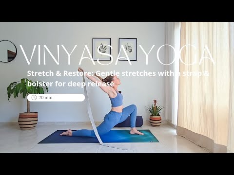 Stretch & restore yoga class | Vinyasa yoga with strap & bolster | Manduka Props