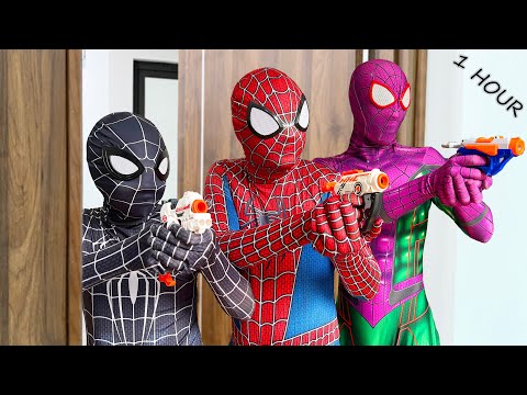 TEAM SPIDER-MAN Nerf War vs BAD GUY TEAM ( ALL Aciton Story 1 Hour ) || SEASON 3