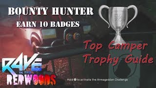Bounty Hunter Earn 10 Badges Rave in the Redwoods COD Infinite Warfare Zombies Top Camper Trophy