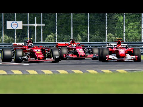 Ferrari F1 2018 vs Ferrari F1 2017 vs Ferrari F1 2004 - Monza