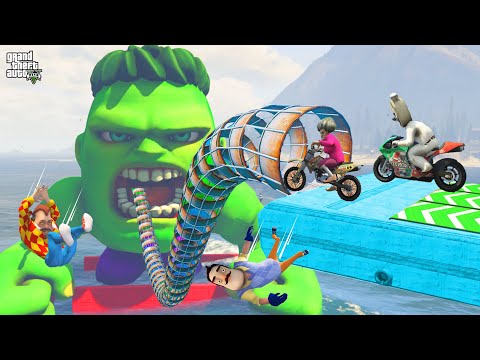 BÜYÜK ÖDÜLLÜ HULK YARIŞ PARKURU 😱 GTA 5 Dark Riddle - Hello Neighbor - Ice Scream