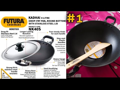 Aluminium non-stick deep kadhai with stainless steel lid and...
