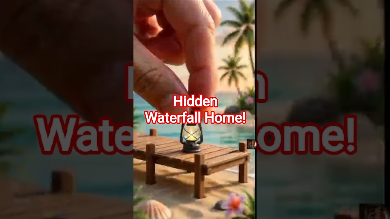 Built a Tiny Waterfall Treehouse by Hand! 🌊🌳🤯#shorts