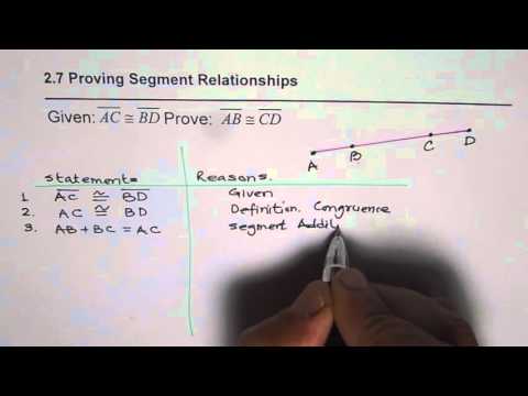 Two Column Segment Relationship Proof Using Addition Postulate