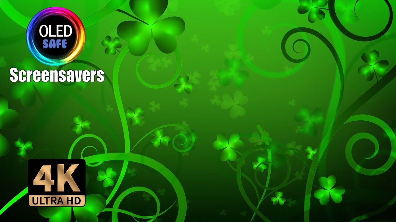 Saint Patricks Day Screensaver - Shamrock Design - 10 Hours - 4k - OLED Safe - No Burn-in