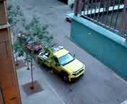 Car being towed