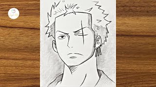 How to draw anime characters || How to draw Zoro from ONE PIECE || Anime art tutorial for beginners