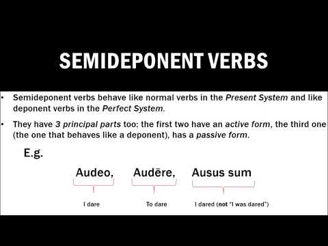 Lecture 01/12/2021 - Deponent and Semideponent Verbs