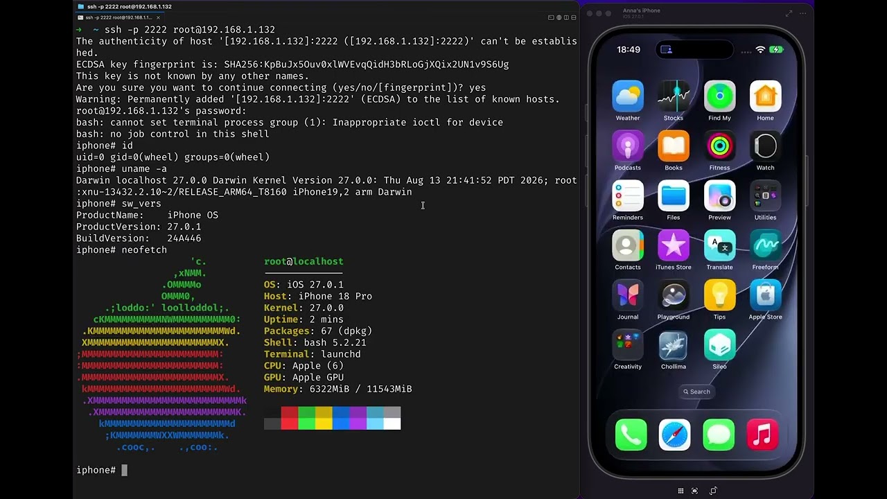 Calif Jailbreak team iOS27.0.1 Demostration Untethered