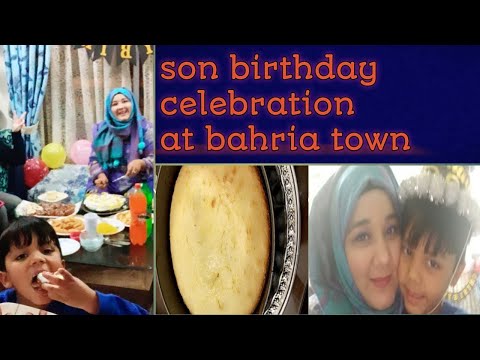 son birthday celebration at bahria town and baking cake