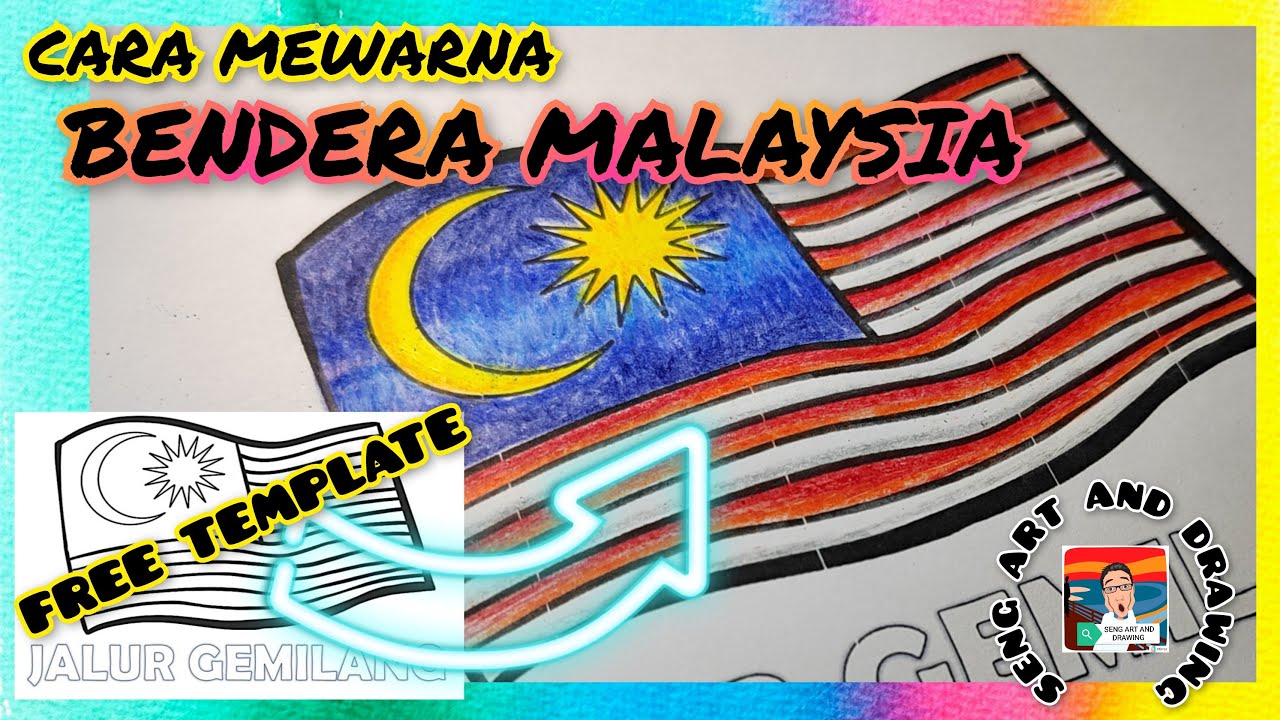 cara mewarna bendera malaysia - jalur gemilang