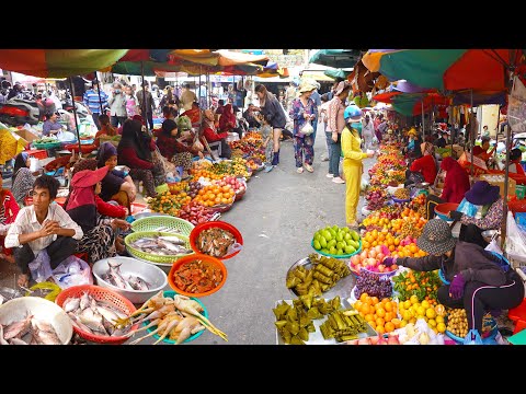 Cambodian Daily Food & Lifestyle -  Raw Meat, Vegetables, Fruits, Traditional Cakes, & More