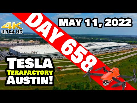 GIGA TEXAS CRANKING TODAY! -Tesla Gigafactory Austin 4K  Day 658 - 5/11/22 - Tesla Terafactory Texas