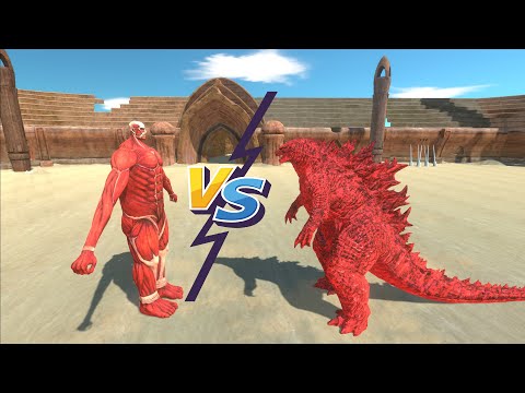 THE WAR COLOSSAL TITAN VS GODZILLA RED WHO WILL WIN AT THE ARENA - Animal Revolt Battle Simulator