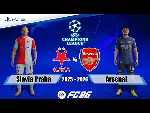 Slavia Praha vs. Arsenal Ft. Eze, Saka | UEFA Champions League 25/26 | Full Match | FC 26 - PS5™[4K]