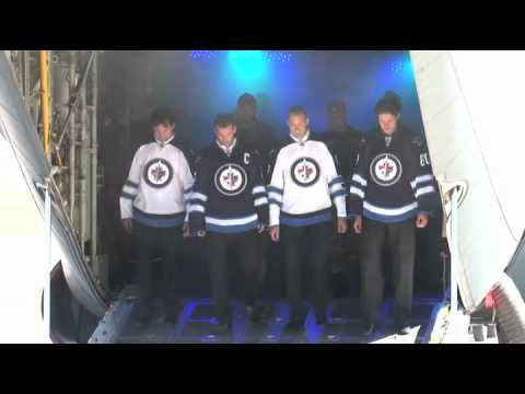 Winnipeg Jets Reveal 2011 - 2012 Jersey's At 17th Wing Army Base In Winnipeg 09/06/11
