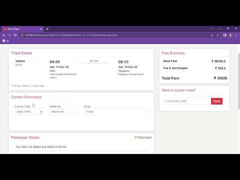 Airline Management System in Django Python