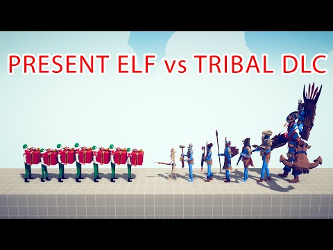 PRESENT ELF Team vs TRIBAL DLC Team - Totally Accurate Battle Simulator TABS