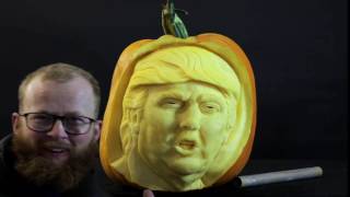 Amazing pumpkin carving time-lapse the Trumpkin!