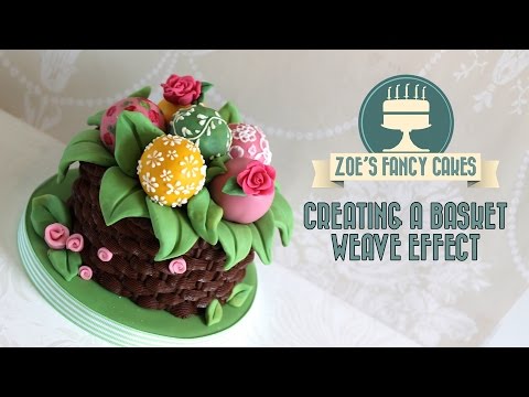 Piping bag basket weave effect on a cake decorating tutorial basket cake