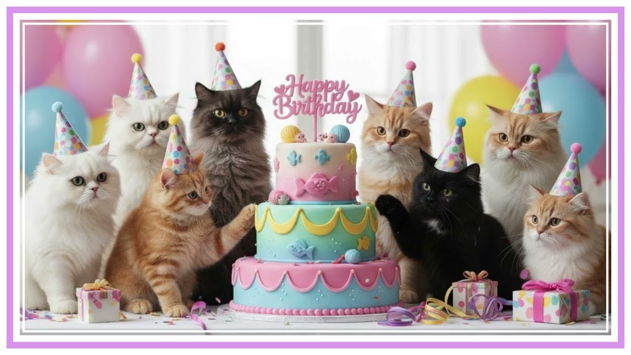 Happy Birthday - Cats! / 4K / Screensaver/ Wallpaper / Frame Art / TV Art