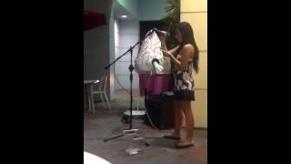 Brianna Barros Singing In Front Of Ice Cream Shop