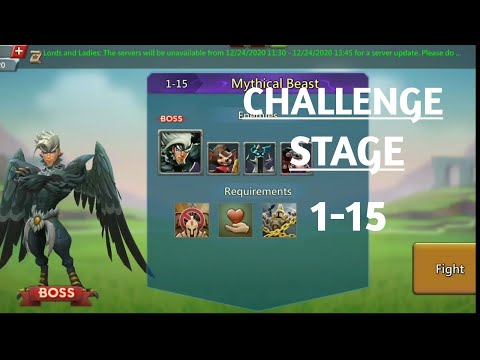 Lords mobile challenge stage 1-15 Mythical Beast (Night Raven) F2P