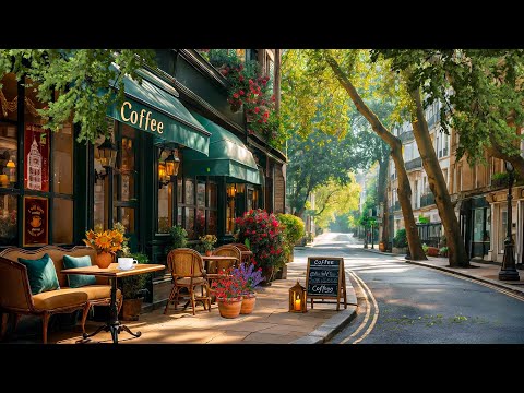 Cozy Cafe Shop Ambience on the Streets of Europe - Relaxing Morning Jazz for a Good Mood