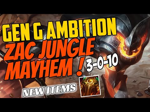 GenG Ambition Plays ZAC Jungle - Perfect KDA 3-0-10 Challenger Gameplay - New Items - Season 11