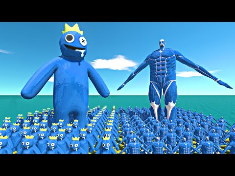 Rainbow Friends Blue vs Blue Titan in Cage - Animal Revolt Battle Simulator