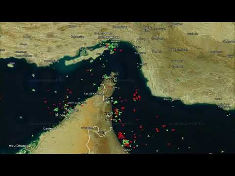 Vessel tracker showing traffic in Strait of Hormuz