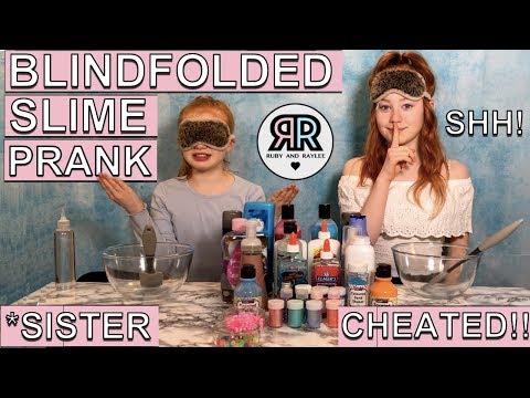 SISTER CHEATED!!! Blindfolded Slime Challenge | SURPRISE SLIME PRANK | RUBY AND RAYLEE