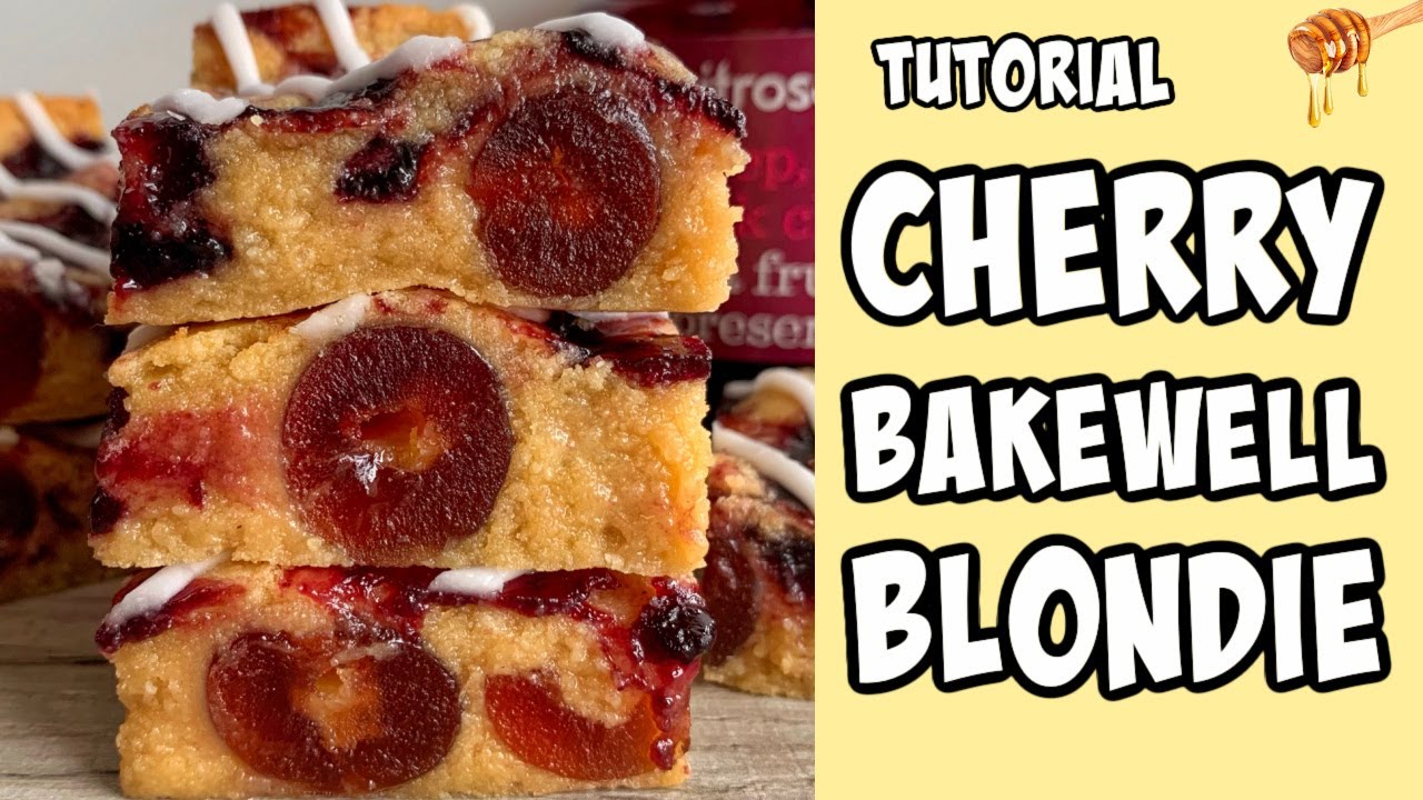 Cherry Bakewell Blondies by Fitwaffle Kitchen — recipe photo