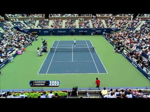 Roger Federer - Stunning Hot Shot Smash Lob vs Novak Djokovic at US Open 2008