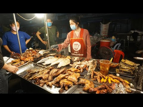 Grill Meats & Tasty Selling on The Street @Orussey - Night Views Street Food in Town