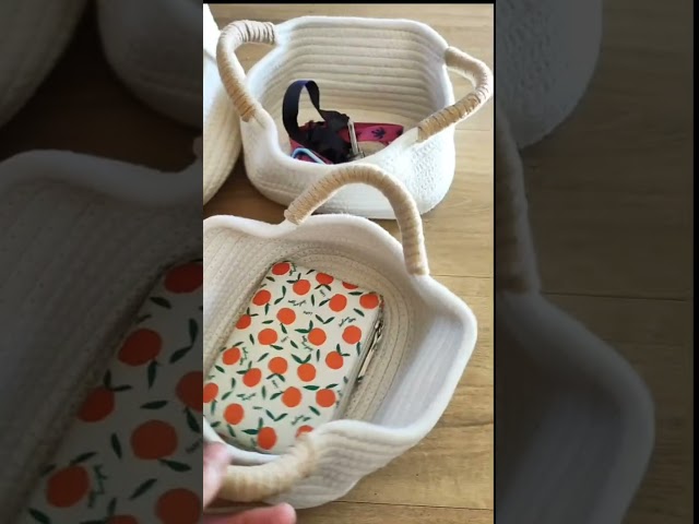 Vídeo relacionado con OrganiHaus cesta de cuerda de algodón 50 x 33 centímetros, organizador arcoiris pastel para mantas, juguetes o ropa sucia, ideal para la decoración del hogar