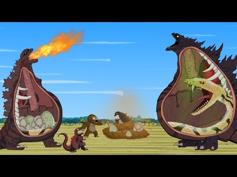 Rescue GODZILLA & KONG From GIANT PYTHON: The Battle Against Digestive System - FUNNY CARTOON