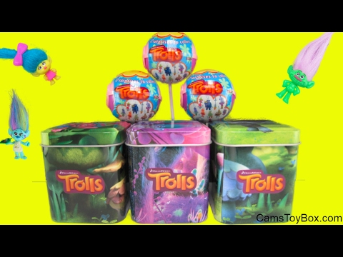 Dreamworks Trolls Chupa Chups Lollipops Blind Bags Series 1 Tins Opening Surprise Toys Kids Playing Video