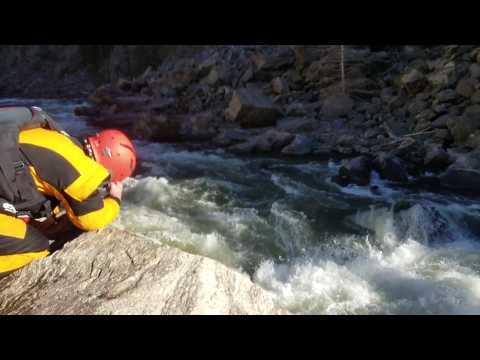 Kayaker complete arial barrel roll and skirt implosion at Tunnel Falls, Gore Canyon.