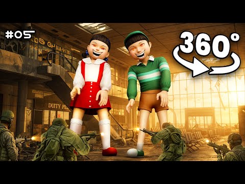 Squid Game 360° Dolls ALIVE at Airport! Everyone Died Screaming! Scary VR 360 Video