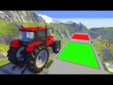 High Speed Jumps In Green Or Red Slime Pool - BeamNG.drive EPIC High Speed Jumps (Crash Test)