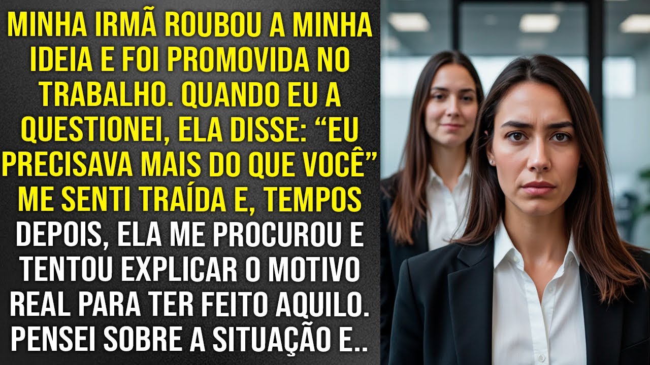 Minha irmã roubou a ideia do meu projeto e foi promovida no meu lugar. "Eu precisava mais" ela disse