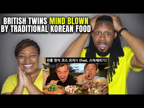 🇰🇷🇬🇧 American Couple Reacts "British Twins Mind Blown by Traditional Korean Food"