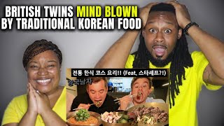 🇰🇷🇬🇧 American Couple Reacts "British Twins Mind Blown by Traditional Korean Food"