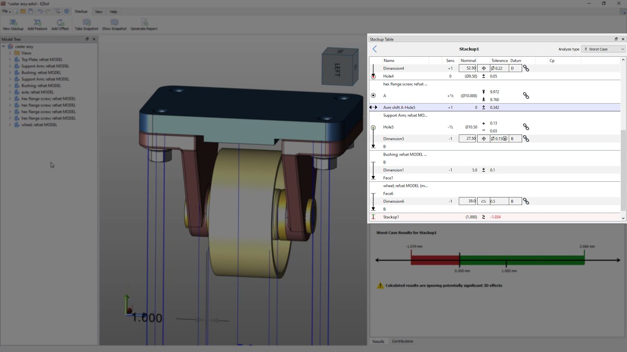 EZtol Tolerance Stackup Analysis