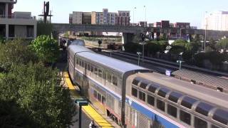 preview picture of video 'Amtrak's Capitol Corridor, Coast Starlight, California Zephyr and San Joaquins in Emeryville, CA'