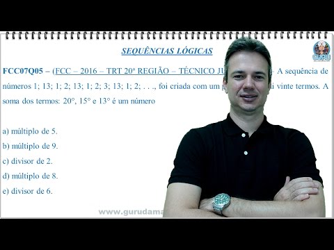 FCC05Q05 - FCC - 2016 - TRT 20ª REGIÃO - TÉCNICO JUDICIÁRIO - SEQUÊNCIAS LÓGICAS