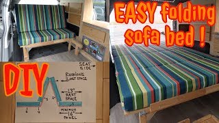 Van conversion BED: Folding sofa bed DESIGN (DIY and EASY)