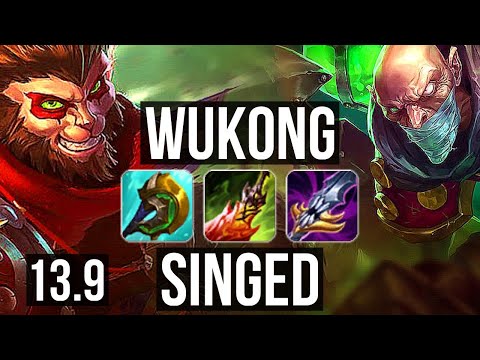 WUKONG vs SINGED (TOP) | 5/0/0, 500+ games, 1.0M mastery | KR Master | 13.9