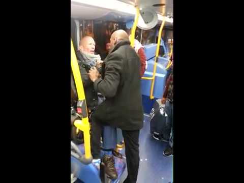 man fight  on the london   bus 52